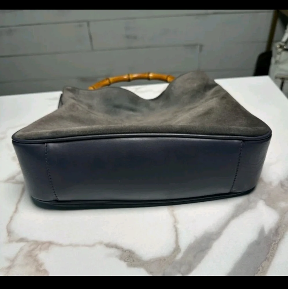 Gucci Bamboo Handle Suede Leather Purse Handbag Vintage Style (EXCELLENT COND) - Picture 6 of 11